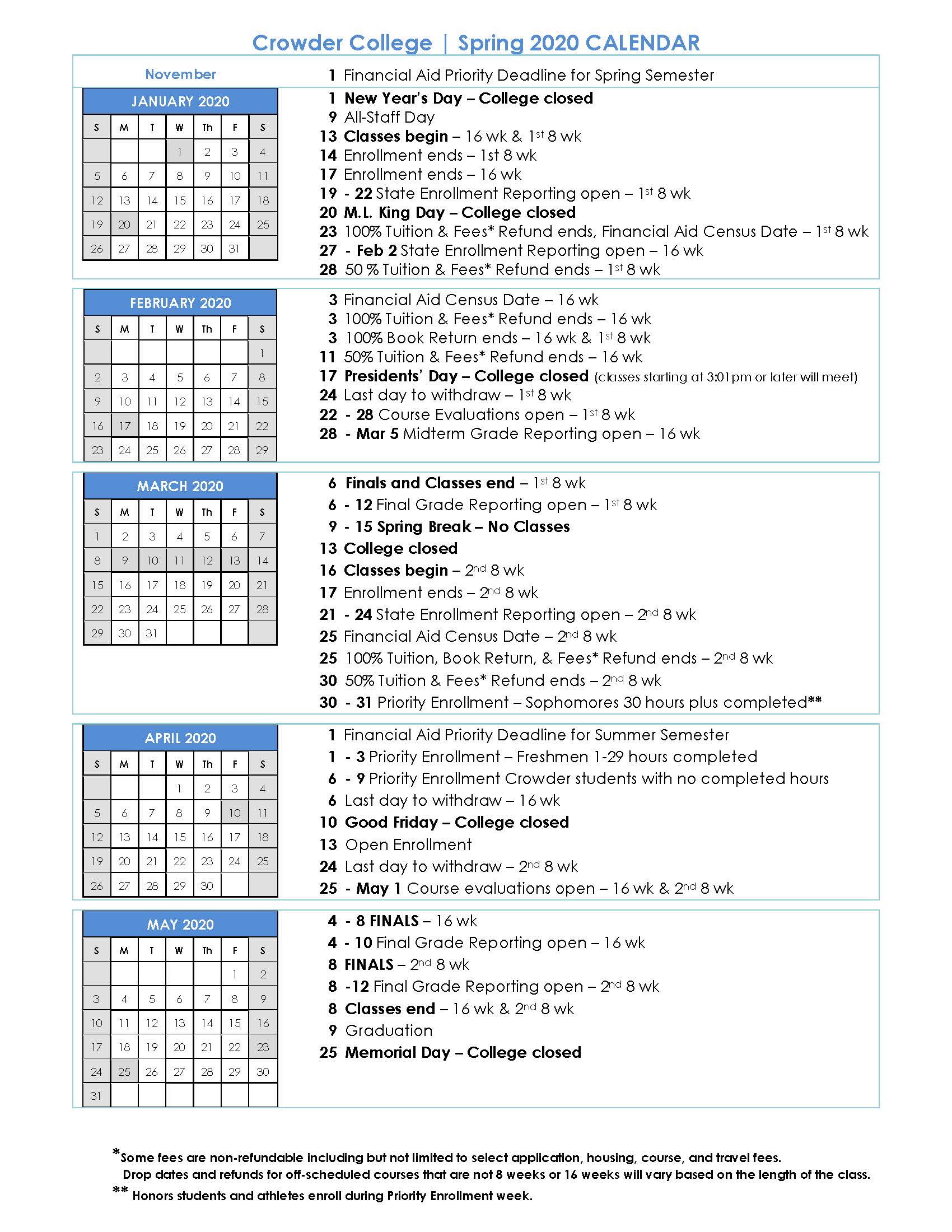 Missouri State University Academic Calendar Spring 2021 2021 Calendar