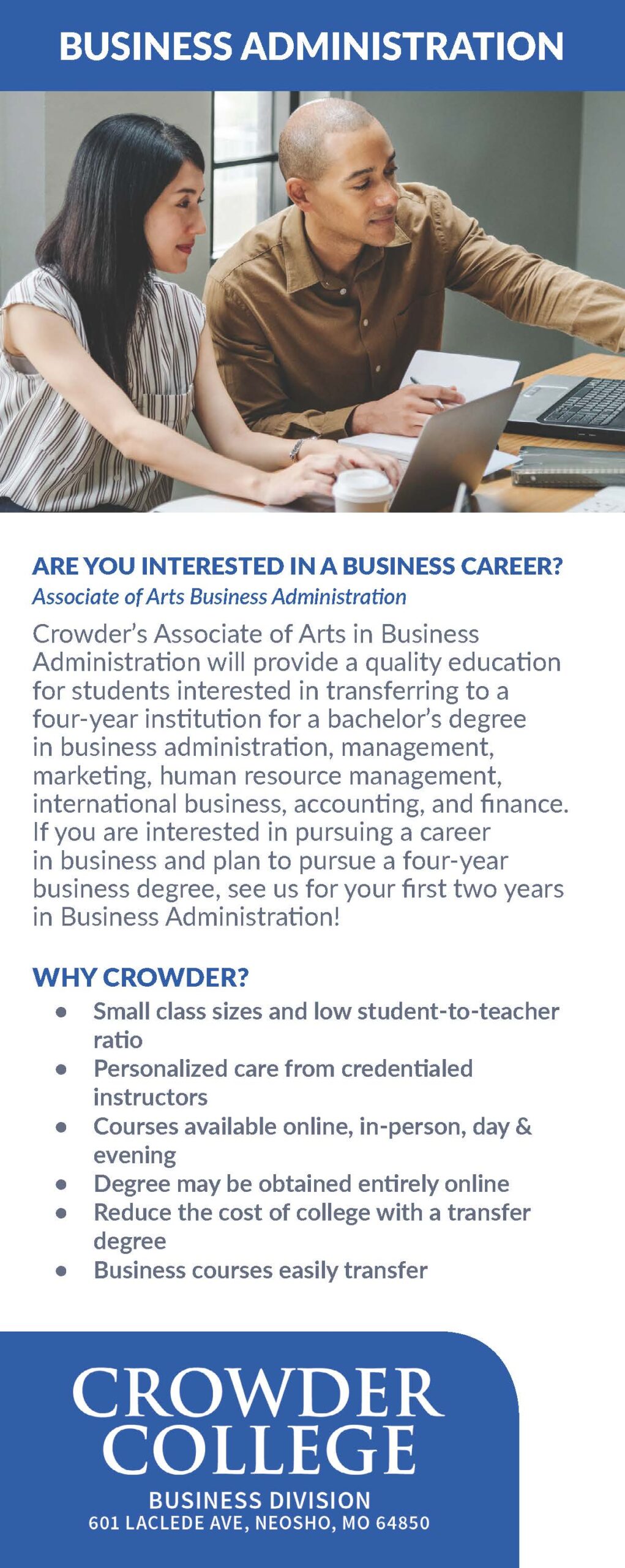Business administration program at Crowder College