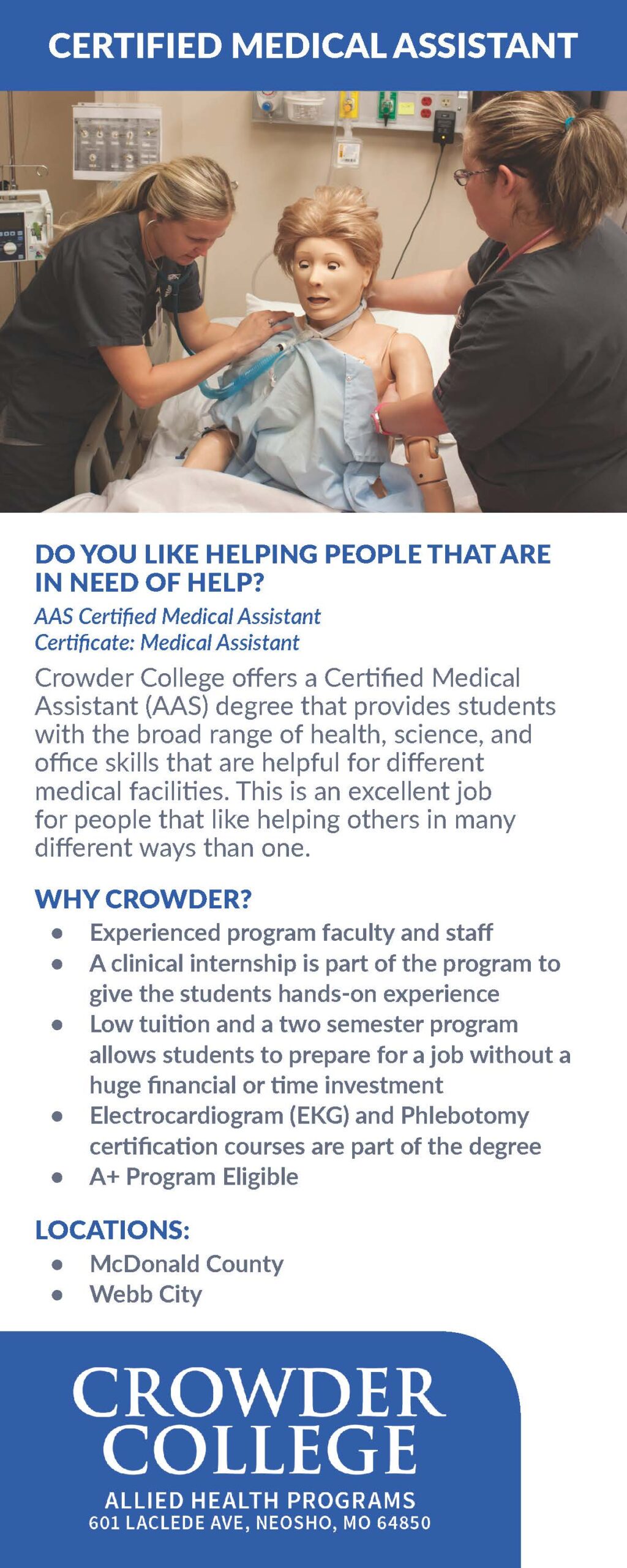 Certified Medical Assistant program at Crowder College