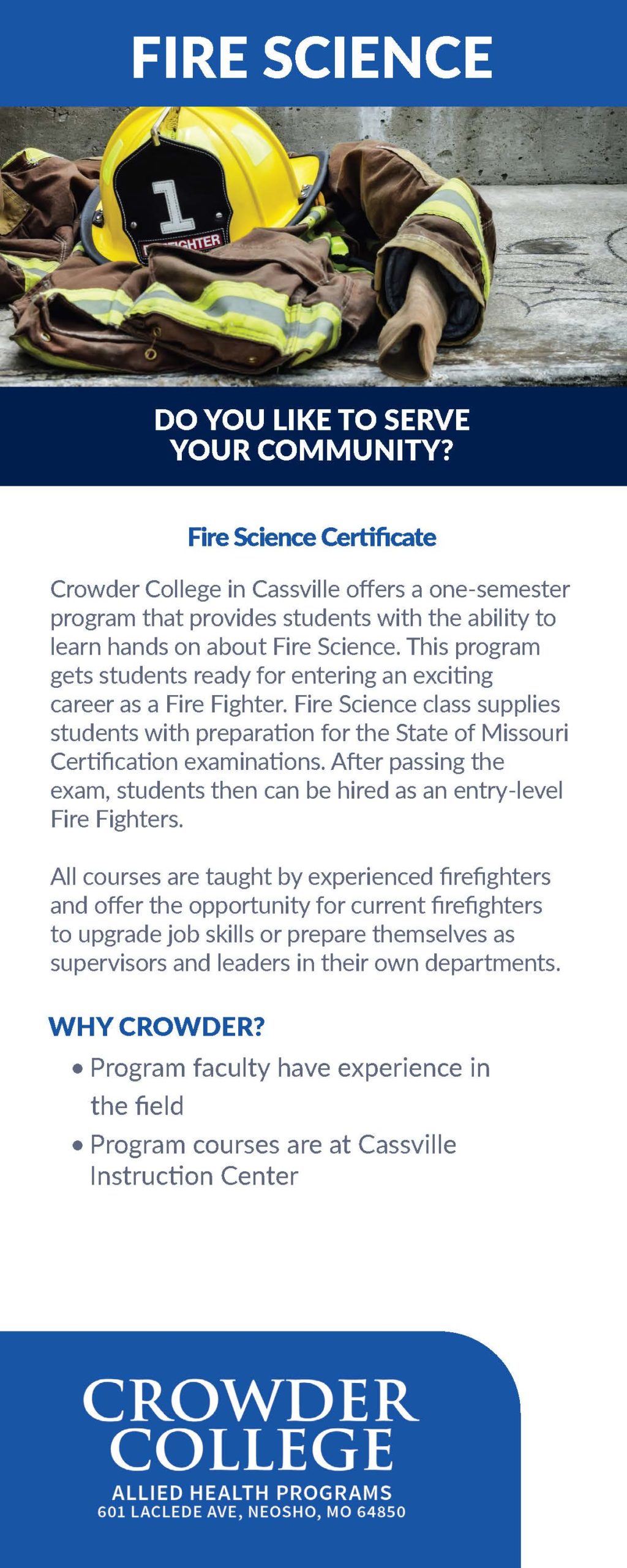 Crowder College Fire Science program information