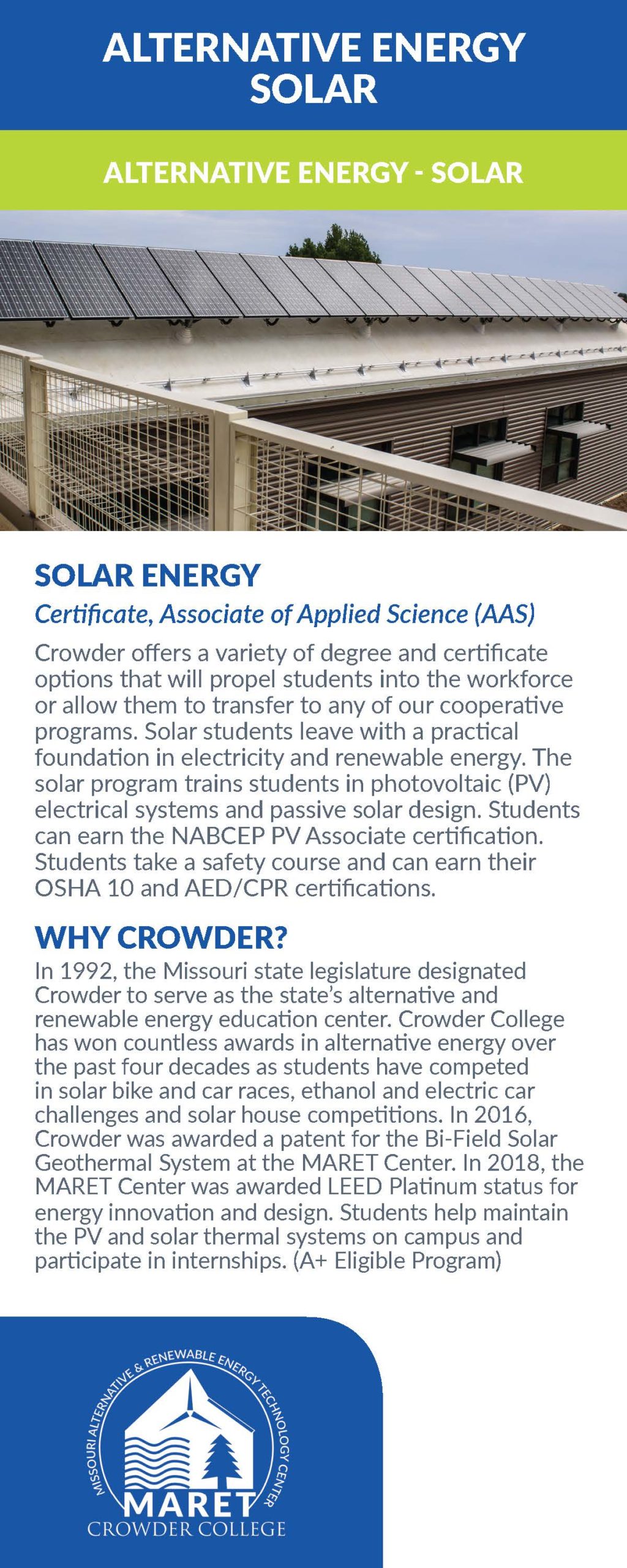 Solar Energy program at Crowder College