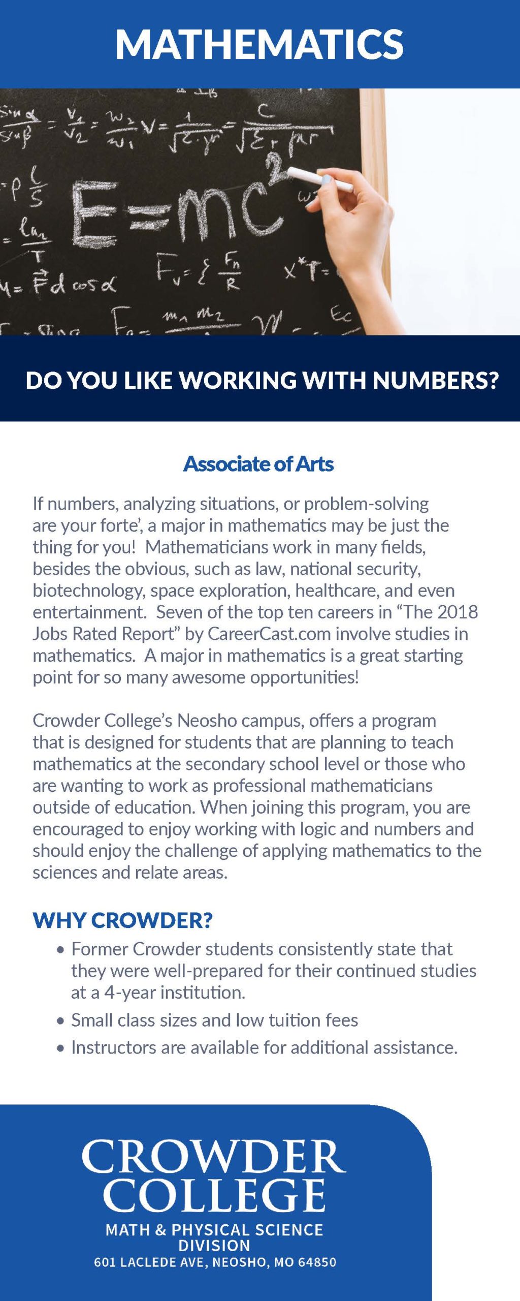 Information about Mathematics program at Crowder College
