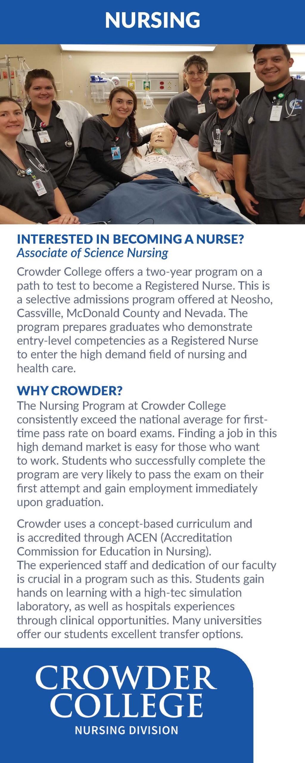Nursing program information at Crowder College