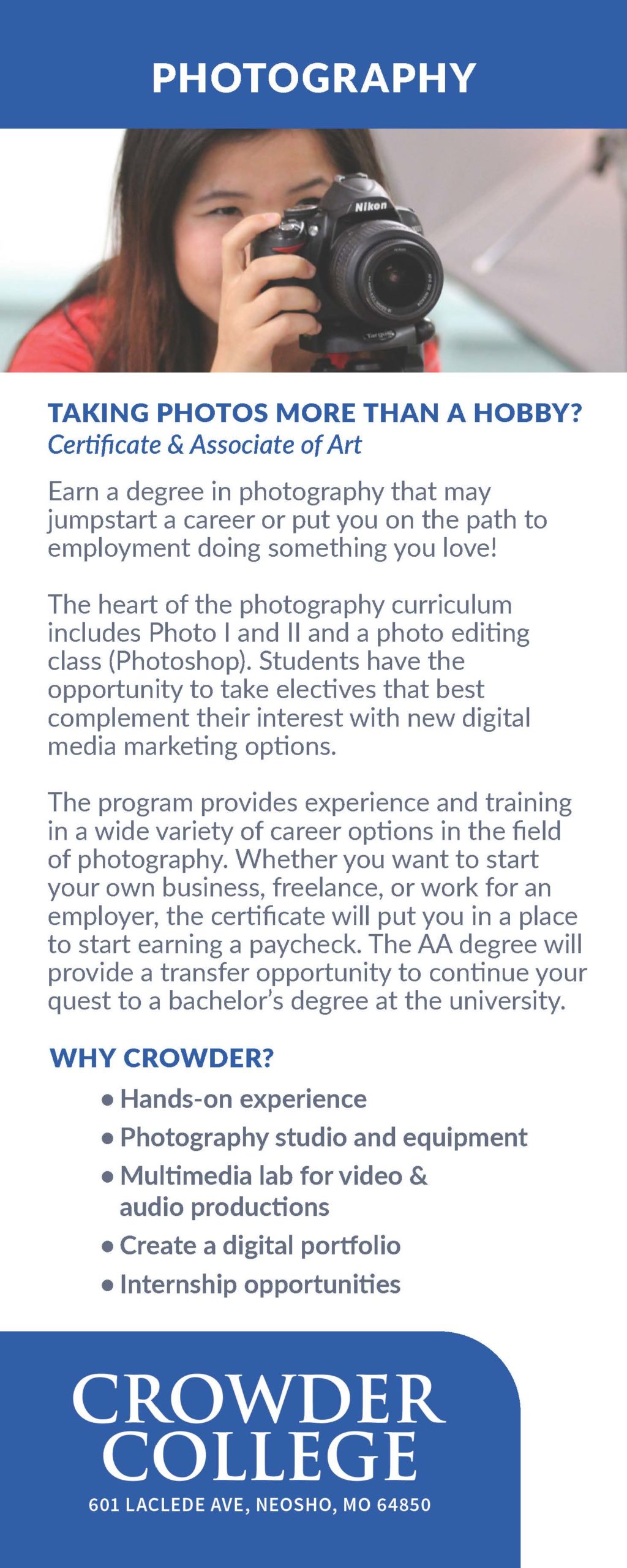 Photography classes at Crowder College