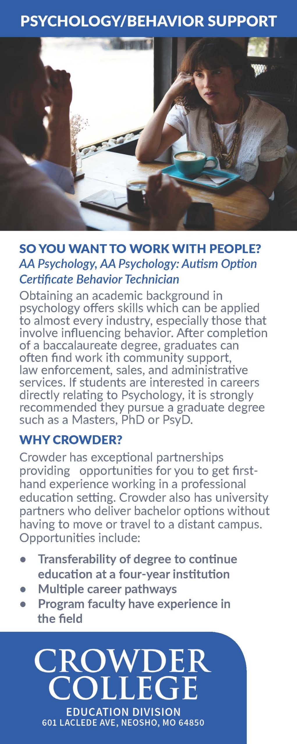 Psychology program at Crowder College information